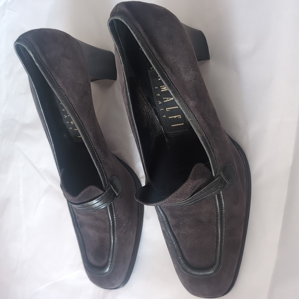 NEW Vintage Amalfi Italy Suede Block Heeled Shoes